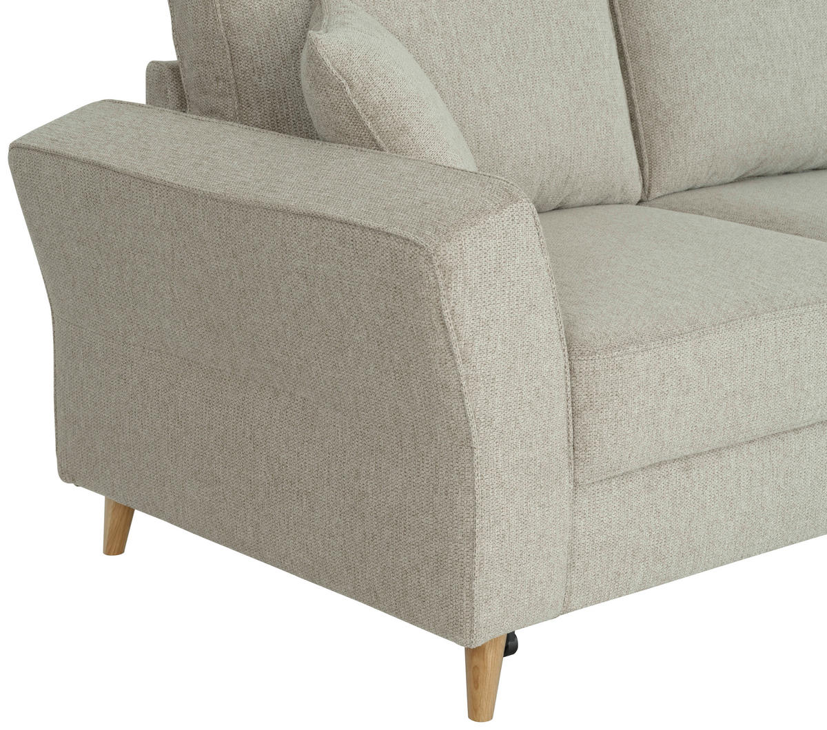 ECKSOFA in Flachgewebe Taupe  - Taupe/Eichefarben, KONVENTIONELL, Holz/Textil (265/159cm) - Carryhome