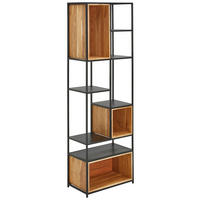 REGAL Akazie vollmassiv Schwarz, Akaziefarben  - Schwarz/Akaziefarben, Design, Holz/Metall (60/190/35cm) - Livetastic