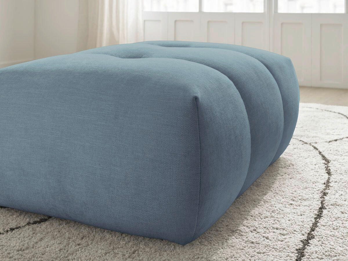 HOCKER FUJI  Leinenoptik Hellblau  - Schwarz/Hellblau, MODERN, Kunststoff/Textil (112/44/80cm)