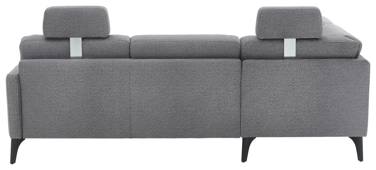 ECKSOFA Grau Flachgewebe  - Schwarz/Grau, KONVENTIONELL, Textil/Metall (218/255cm) - Elegando