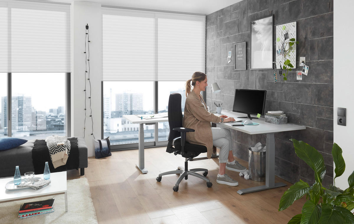 ROHOVÝ PÍSACÍ STÔL, sivá, svetlosivá, 185/177/64-129 cm - sivá/svetlosivá, Design, kov/kompozitné drevo (185/177/64-129cm) - Livetastic