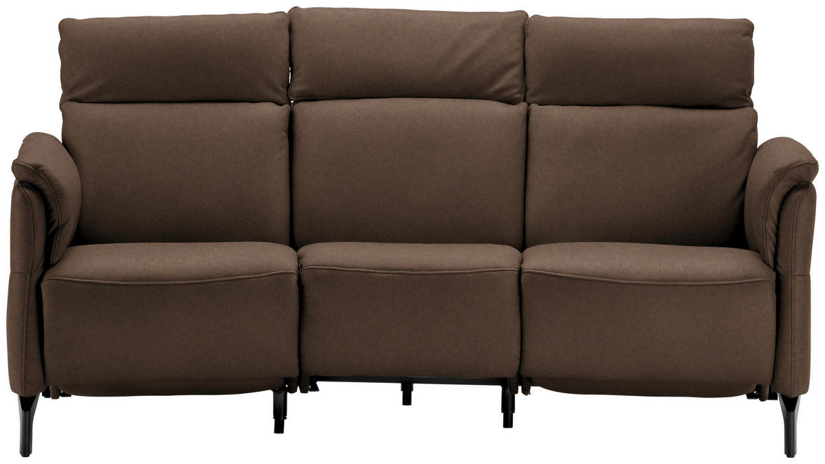 TRAPEZSOFA Echtleder Braun  - Schwarz/Braun, Konventionell, Leder/Metall (221/103/95cm) - Dieter Knoll