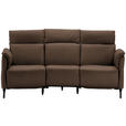 TRAPEZSOFA  in Echtleder Braun  - Schwarz/Braun, KONVENTIONELL, Leder/Metall (221/103/95cm) - Dieter Knoll
