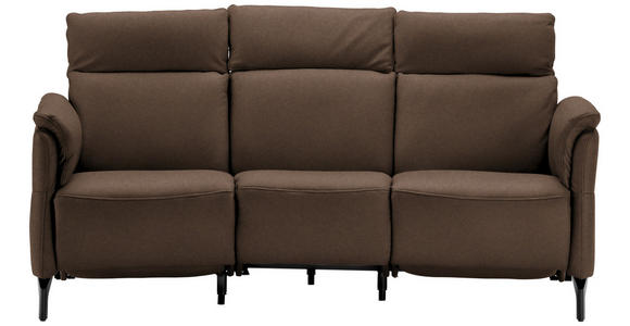TRAPEZSOFA  in Echtleder Braun  - Schwarz/Braun, KONVENTIONELL, Leder/Metall (221/103/95cm) - Dieter Knoll