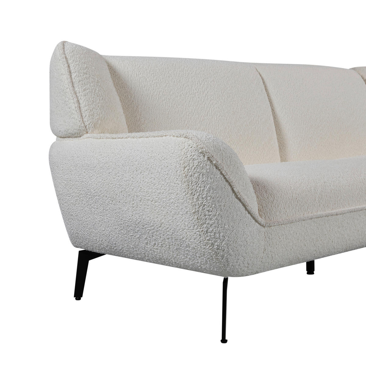 ECKSOFA Creme Bouclé  - Creme/Schwarz, MODERN, Textil/Metall (200/175cm) - MID.YOU