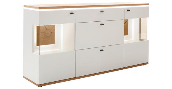 SIDEBOARD 180/92/44 cm  - Eiche Bianco/Anthrazit, Design, Glas/Holz (180/92/44cm) - Novel