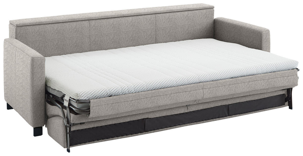 SCHLAFSOFA Flachgewebe Greige Stoffauswahl, Schlafen auf Sitzhöhe, Bettfunktion erhältlich, Armteil links, Armteil rechts, haustierfreundlicher Bezug  - Greige/Schwarz, Konventionell, Textil/Metall (232/77/116cm) - Dieter Knoll