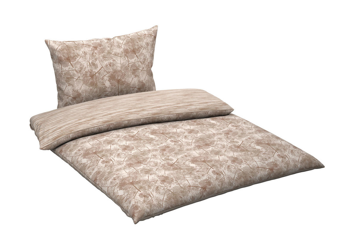 WENDEBETTWÄSCHE 2-teilig Satin 140/200 cm  - Beige, KONVENTIONELL, Textil (140/200cm) - Novel