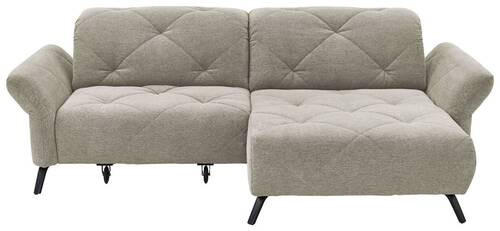 ECKSOFA inkl. Funktionen Hellgrau Webstoff  - Hellgrau/Schwarz, Design, Textil/Metall (244/173cm) - Moderano