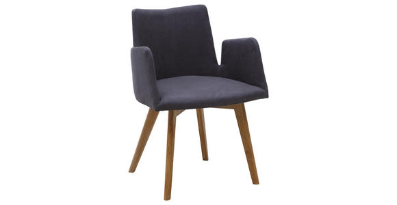 ARMLEHNSTUHL Eiche massiv Anthrazit, Eichefarben - Eichefarben/Anthrazit, KONVENTIONELL, Holz/Textil (56,5/79,5/58cm) - Voleo