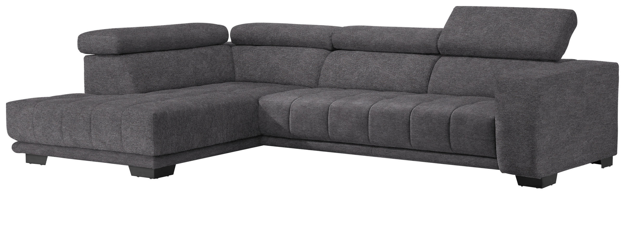 ECKSOFA in Mikrofaser Grau  207/301 cm  - Schwarz/Grau, Design, Textil/Metall (207/301cm) - Xora