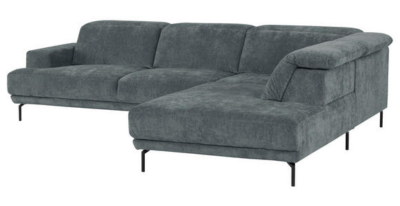 ECKSOFA Grau Chenille Kopfteilverstellung, Sitztiefenverstellung  - Schwarz/Grau, Design, Textil/Metall (307/243cm) - Xora