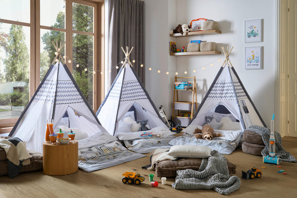 SPIELZELT - Hellgrau/Weiß, Basics, Holz/Textil (120/150/120cm) - My Baby Lou