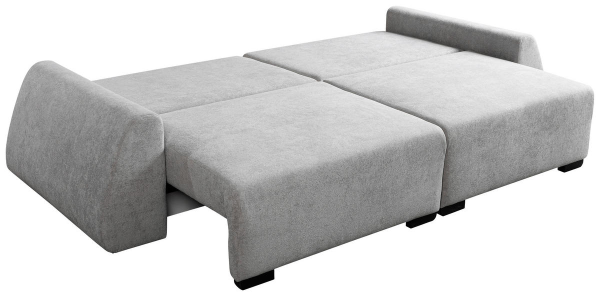SCHLAFSOFA ALMI  mit Liegefunktion Bouclé Grau  - Schwarz/Grau, Design, Holz/Holzwerkstoff (260/100/80cm) - Livetastic