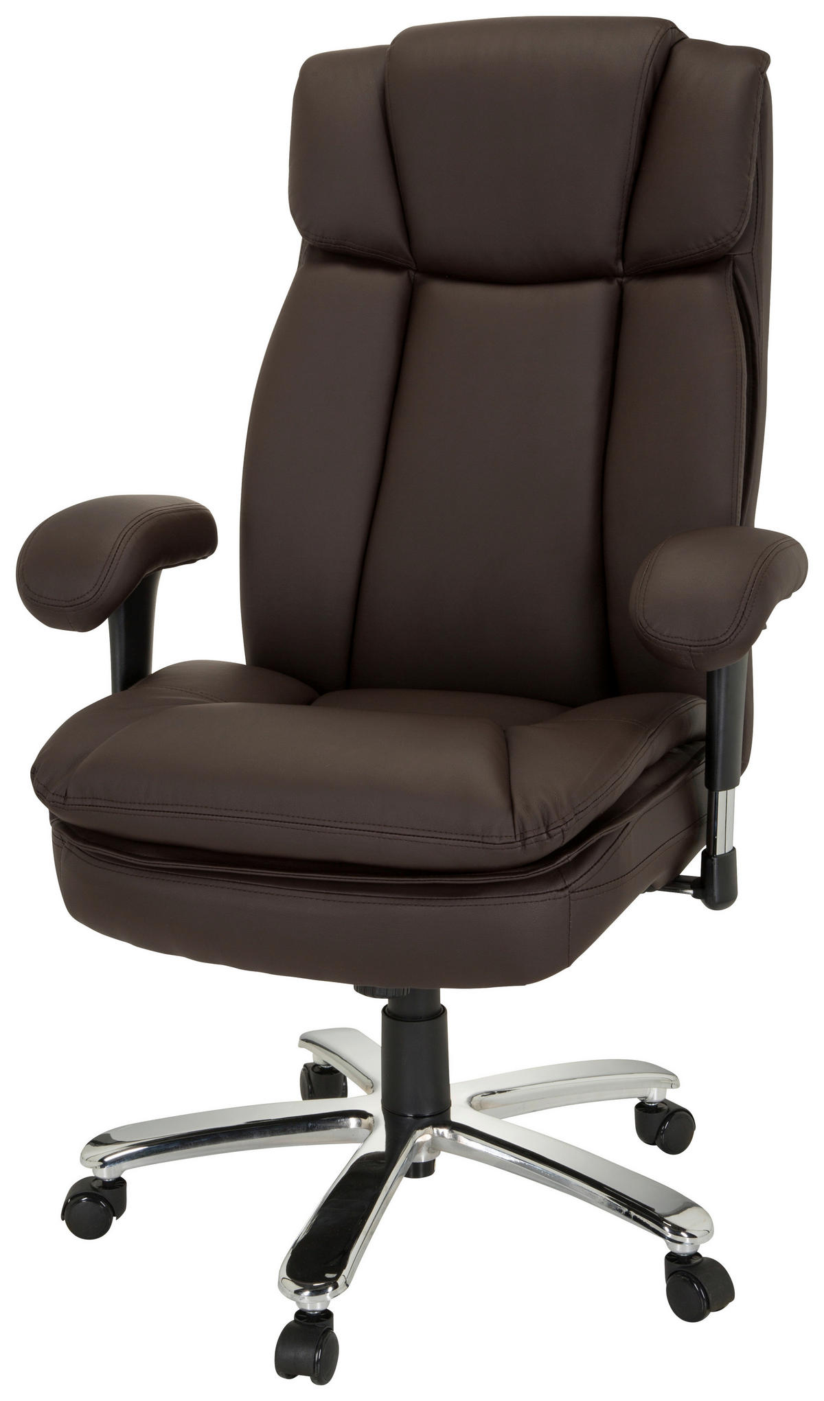 CHEFSESSEL Lederlook Dunkelbraun  - Dunkelbraun/Silberfarben, MODERN, Kunststoff/Textil (77/123/84cm) - MID.YOU