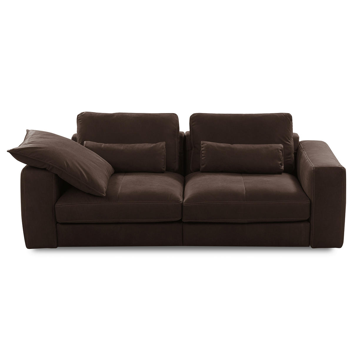 2-SITZER-SOFA  in Echtleder Dunkelbraun   - Dunkelbraun/Beige, Design, Leder/Kunststoff (240/85/123cm) - Livetastic