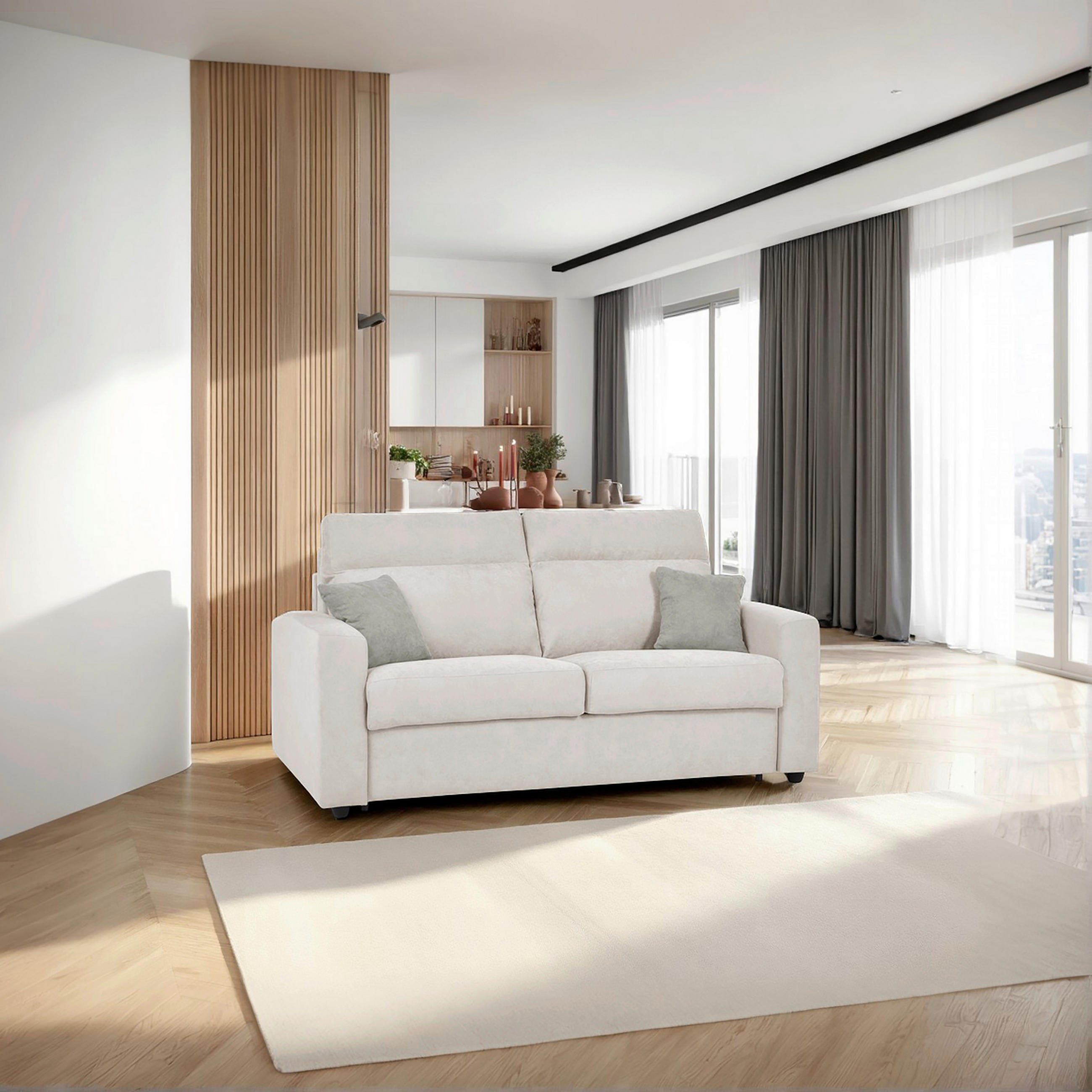 SCHLAFSOFA Mikrofaser Creme  - Graubraun/Creme, KONVENTIONELL, Kunststoff/Textil (186/101/101cm) - Carryhome