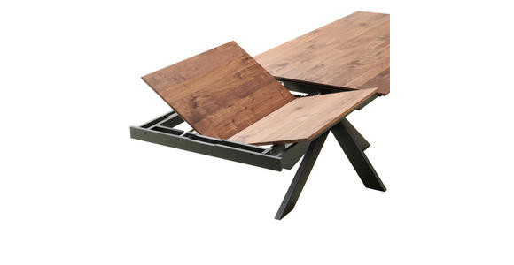 ESSTISCH in Holz, Metall 200-285/100/75 cm  - Nussbaumfarben/Schwarz, Natur, Holz/Metall (200-285/100/75cm) - Linea Natura