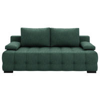 SCHLAFSOFA in Chenille, Plüsch Grün  - Schwarz/Grün, KONVENTIONELL, Kunststoff/Textil (209/96/100cm) - Stylife