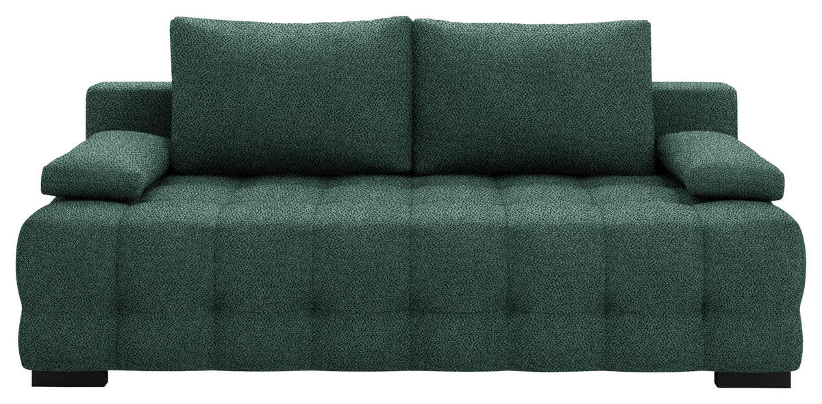 SCHLAFSOFA in Chenille, Plüsch Grün  - Schwarz/Grün, KONVENTIONELL, Kunststoff/Textil (209/96/100cm) - Stylife