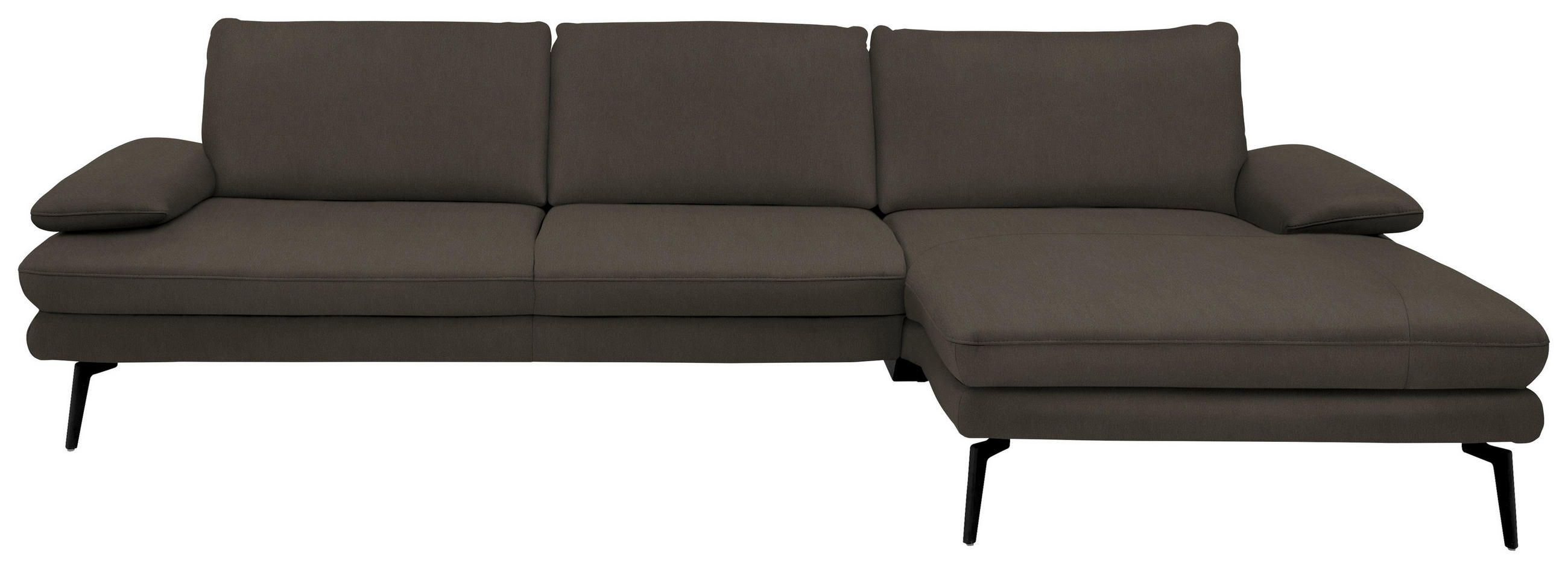 ECKSOFA in Echtleder Graubraun  - Graubraun/Schwarz, Design, Leder/Metall (310/180cm) - Dieter Knoll