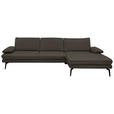 ECKSOFA in Echtleder Graubraun  310/180 cm  - Graubraun/Schwarz, Design, Leder/Metall (310/180cm) - Dieter Knoll