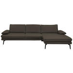 ECKSOFA in Echtleder Graubraun  310/180 cm  - Graubraun/Schwarz, Design, Leder/Metall (310/180cm) - Dieter Knoll