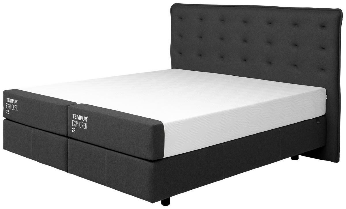 BOXSPRINGBETT 180/200 cm  in Dunkelgrau  - Dunkelgrau/Schwarz, Konventionell, Textil (180/200cm) - Tempur