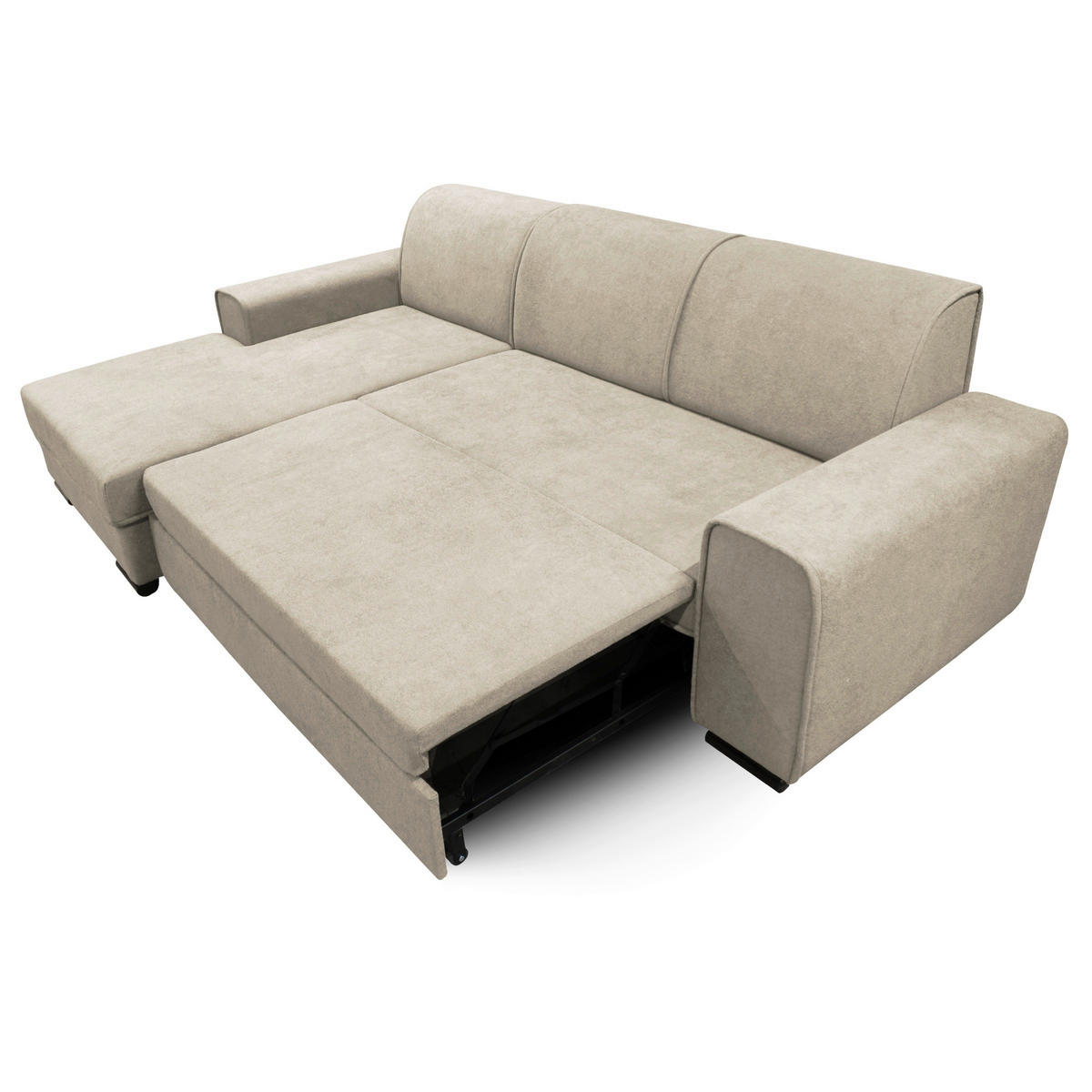 ECKSOFA Beige Struktur, Bouclé  - Beige/Schwarz, Design, Kunststoff/Textil (175/270cm) - MID.YOU