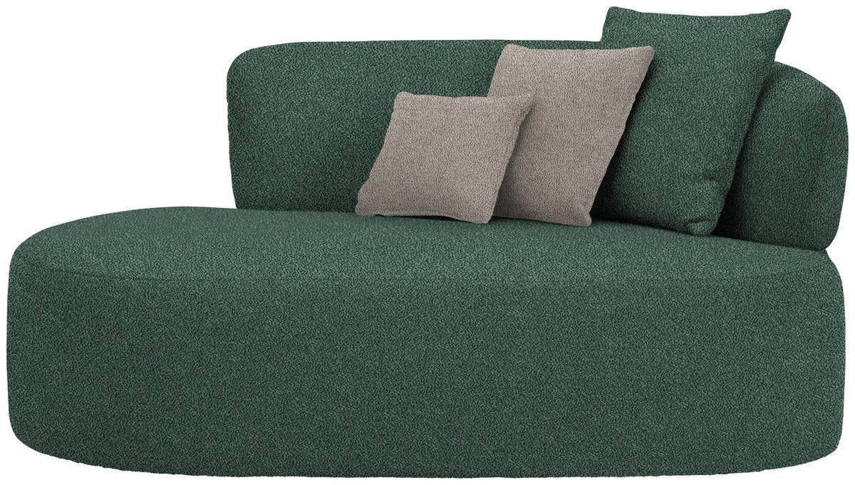 RÉCAMIERE in Plüsch Dunkelgrün, Graubraun  - Dunkelgrün/Graubraun, MODERN, Kunststoff/Textil (166/86/105cm) - Hom`in