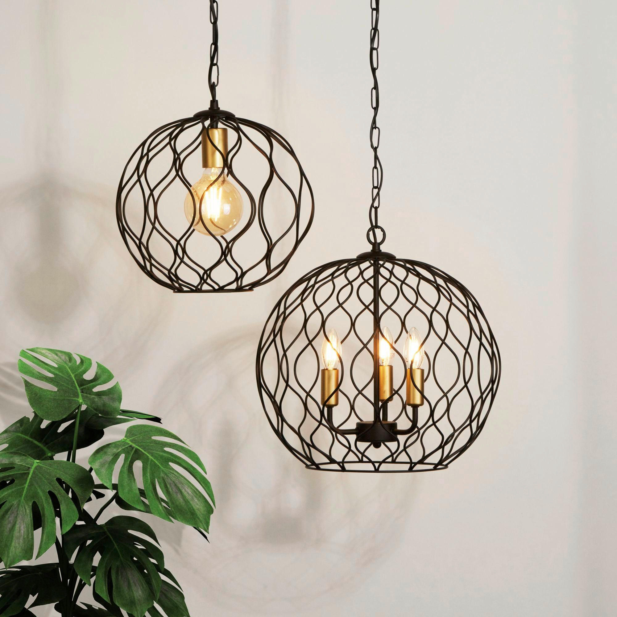 HÄNGLAMPA Finesse 31.5/33 cm  - svart/guldfärgad, Modern, metall (31.5/33cm)