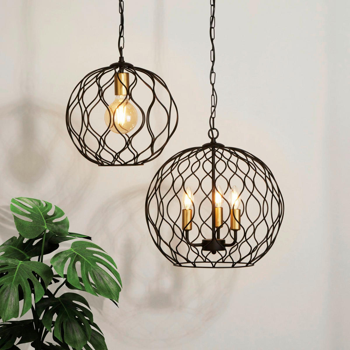 HÄNGLAMPA Finesse 31.5/33 cm  - svart/guldfärgad, Modern, metall (31.5/33cm)