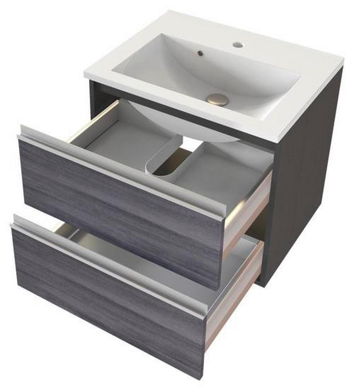 BADEZIMMER  in 60 cm  - Eichefarben/Silberfarben, Basics, Holzwerkstoff/Stein (60cm) - Held