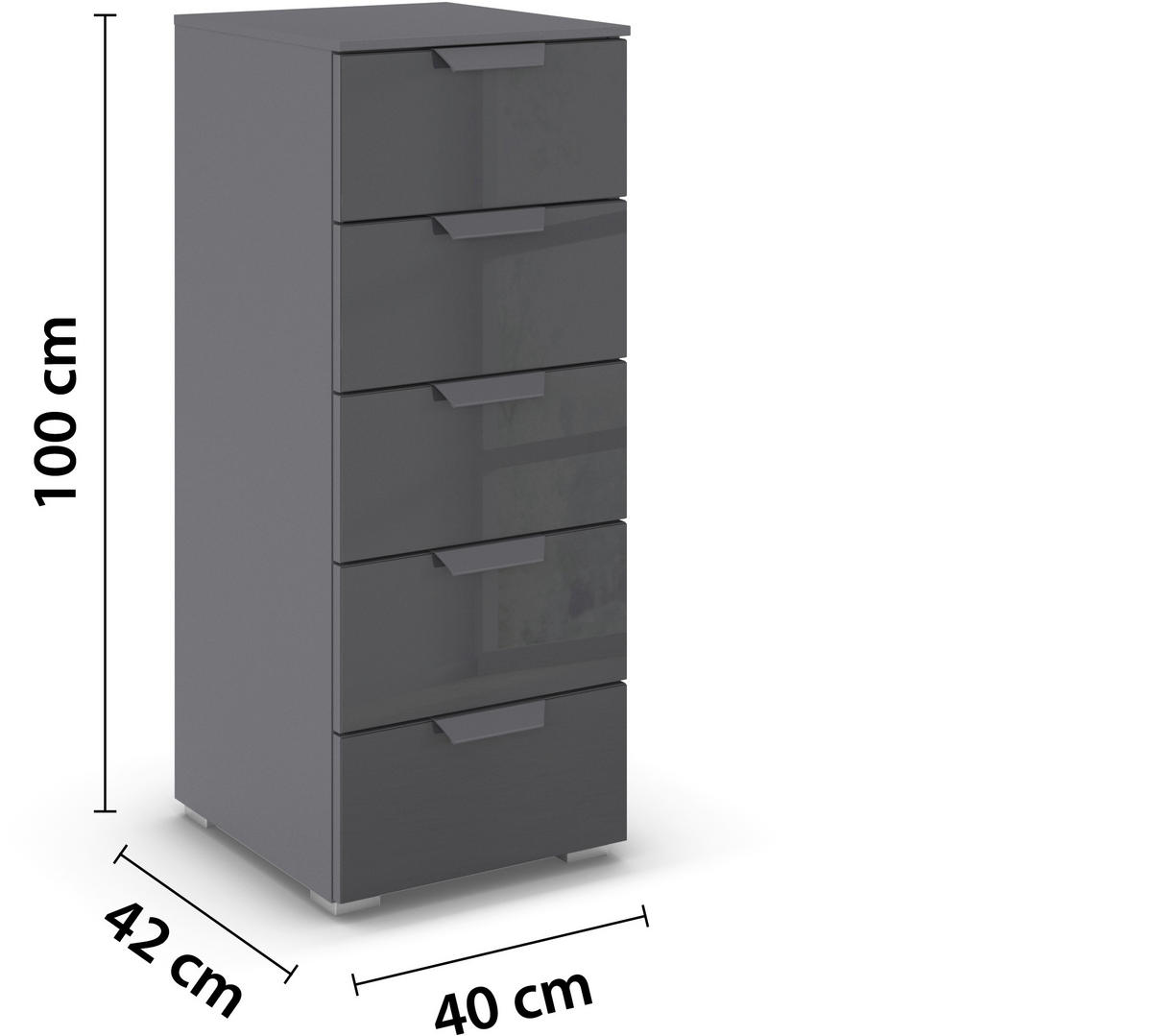 KOMMODE  in 40/100/35 cm  - Dunkelgrau, Design, Glas/Holzwerkstoff (40/100/35cm) - Carryhome