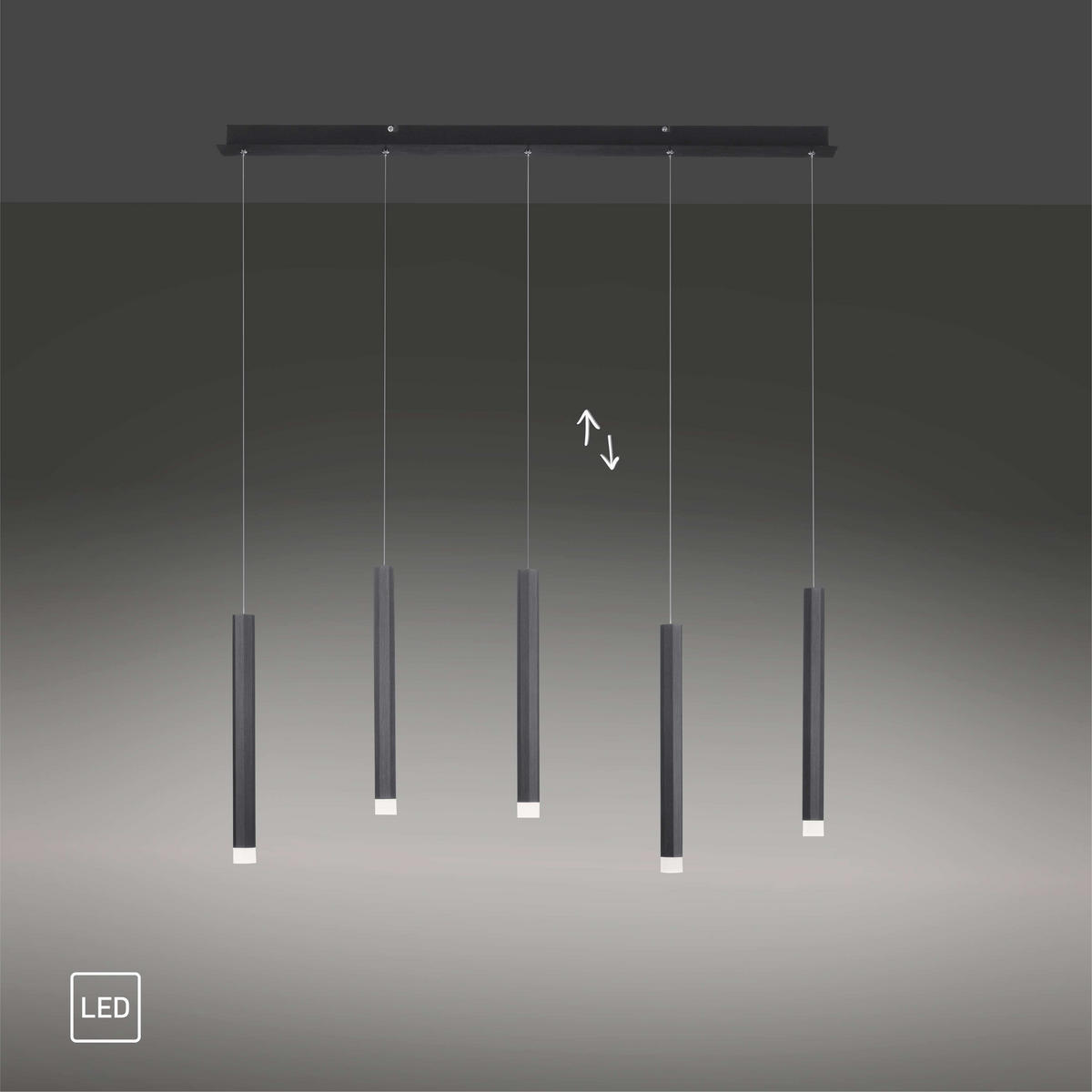 VISEČA LED-SVETILKA  Bruno 29 W/550 lm/3000 K/230 V/ - črna, Trend, kovina/umetna masa (100/8/120cm)