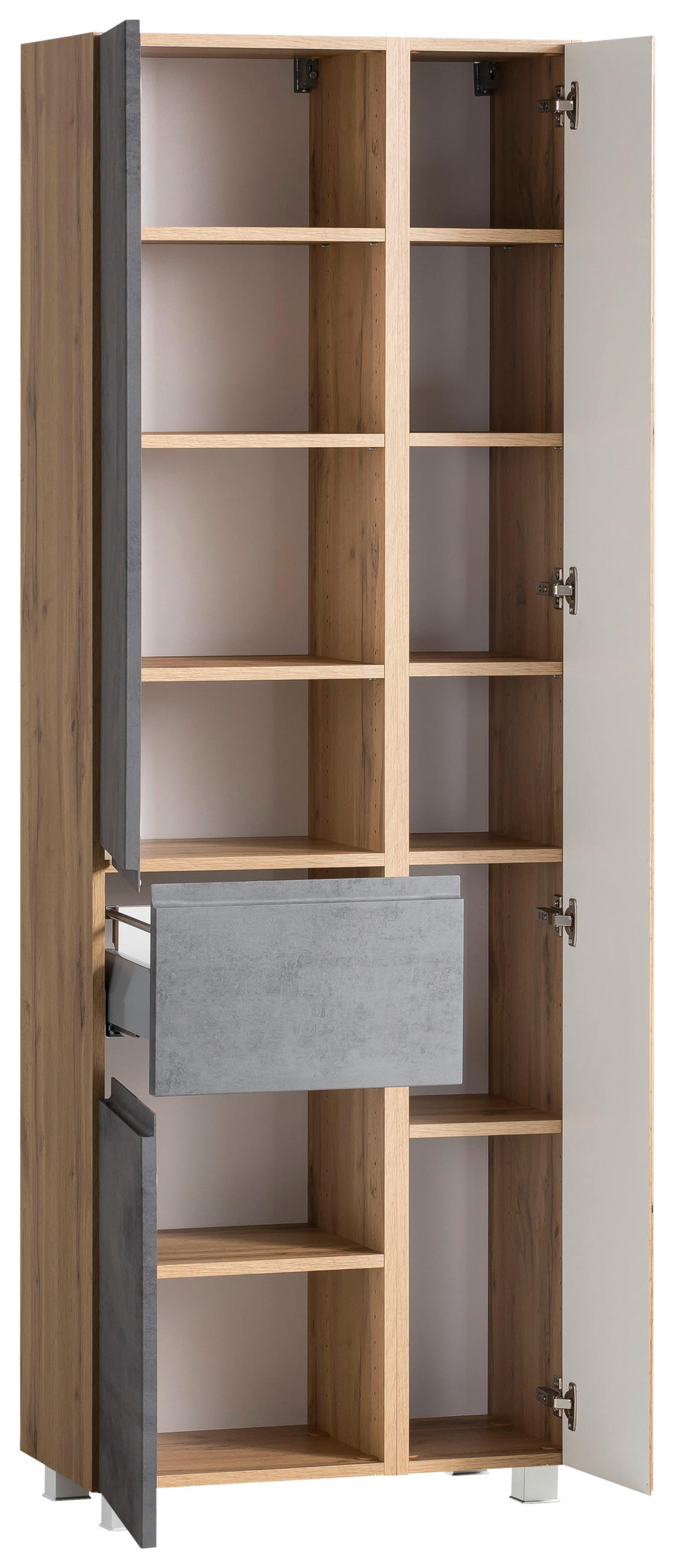 HOCHSCHRANK 65/180/35 cm  - Eiche Wotan/Hellgrau, Modern, Holzwerkstoff (65/180/35cm) - Held