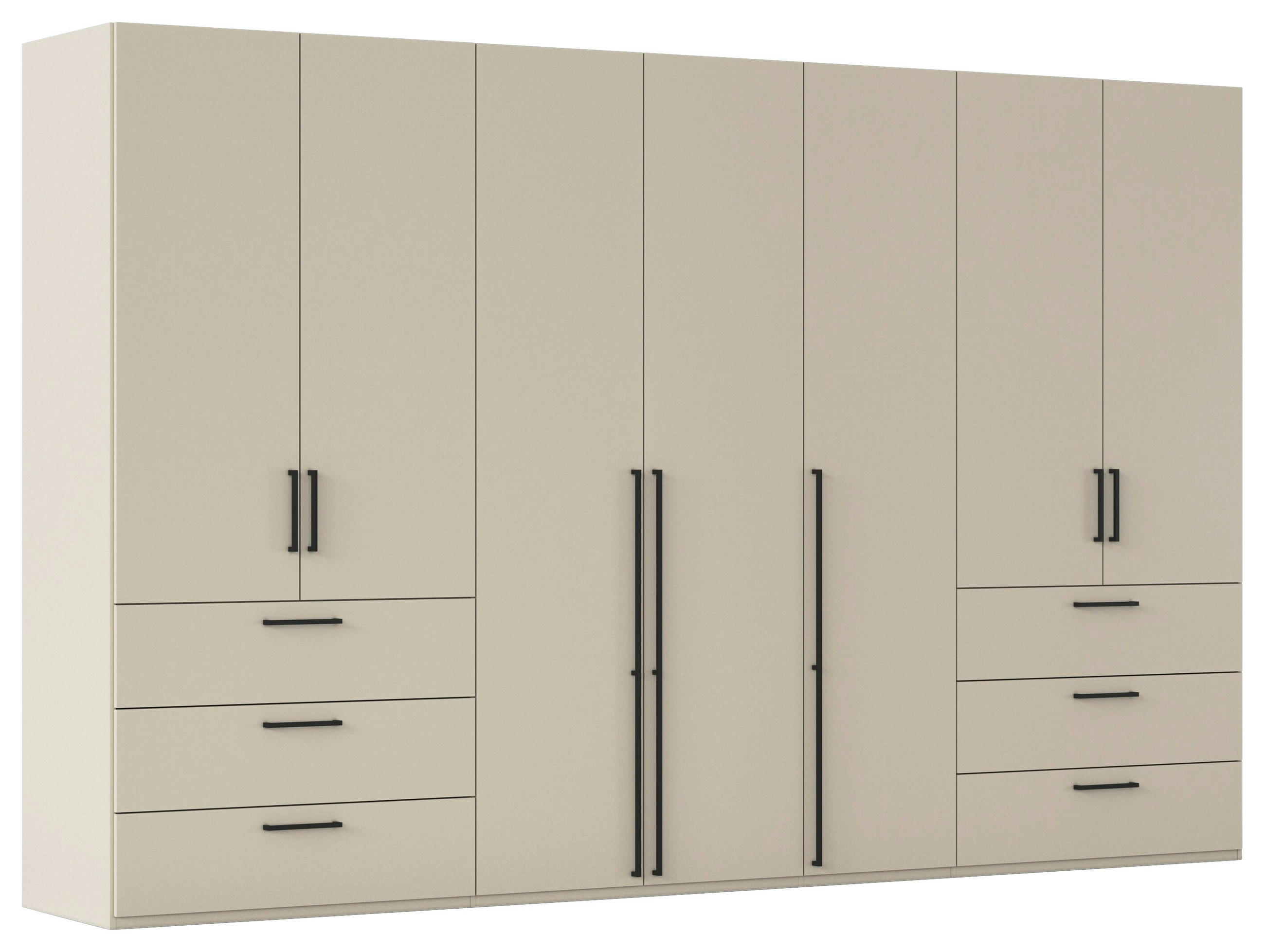DREHTÜRENSCHRANK 350/235/61 cm,  in Champagner, 7-türig  - Champagner/Schwarz, Basics, Holzwerkstoff/Metall (350/235/61cm) - Novel