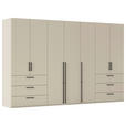 DREHTÜRENSCHRANK 350/223/61 cm,  in Champagner, 7-türig  - Champagner/Schwarz, Basics, Holzwerkstoff/Metall (350/223/61cm) - Novel
