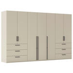 DREHTÜRENSCHRANK 350/223/61 cm,  in Champagner, 7-türig  - Champagner/Schwarz, Basics, Holzwerkstoff/Metall (350/223/61cm) - Novel