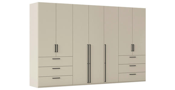 DREHTÜRENSCHRANK 350/223/61 cm,  in Champagner, 7-türig  - Champagner/Schwarz, Basics, Holzwerkstoff/Metall (350/223/61cm) - Novel