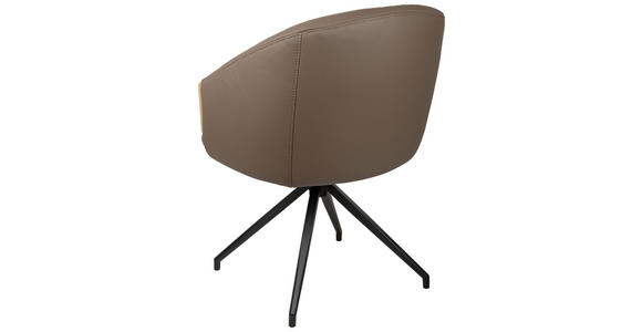 ARMLEHNSTUHL  Sitzfläche 360° drehbar, automatische Rückholfunktion  Echtleder  - Schwarz/Braun, Design, Leder/Holz (61/84/62cm) - Valnatura