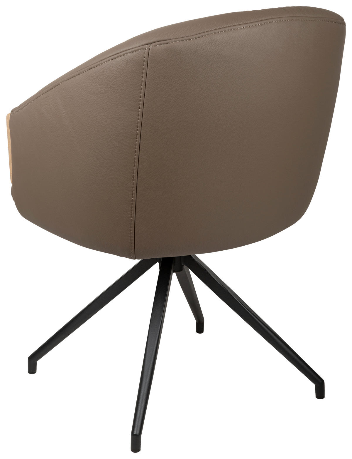 ARMLEHNSTUHL  Sitzfläche 360° drehbar, automatische Rückholfunktion  Echtleder  - Schwarz/Braun, Design, Leder/Holz (61/84/62cm) - Valnatura