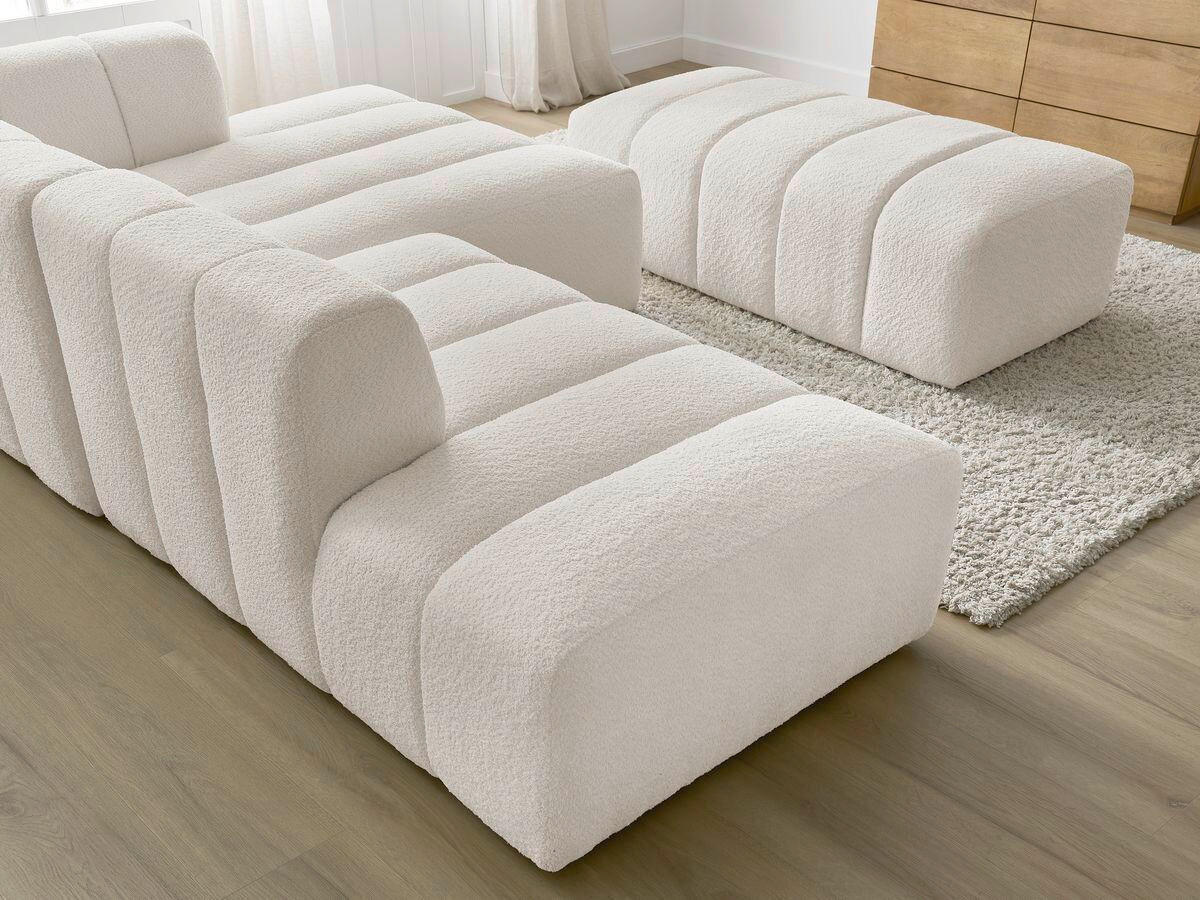 ECKSOFA  ANNECY Weiß Bouclé  - Schwarz/Weiß, MODERN, Kunststoff/Textil (262/170cm)