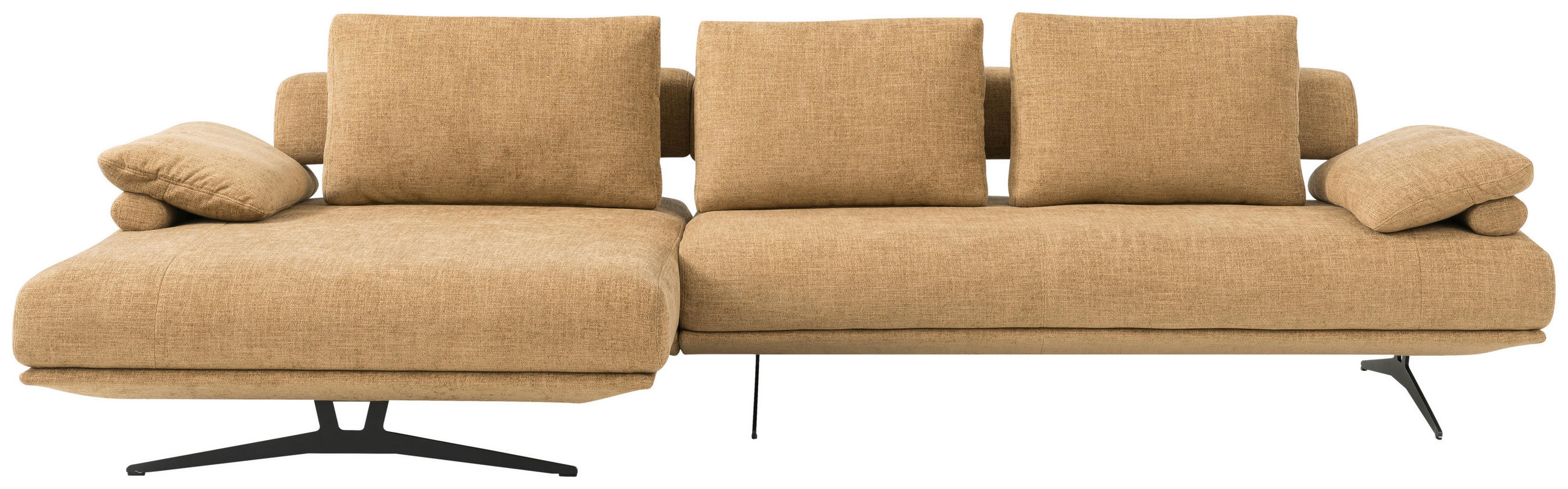 ECKSOFA in Chenille Honig  - Schwarz/Honig, Design, Textil/Metall (168/334cm) - Dieter Knoll