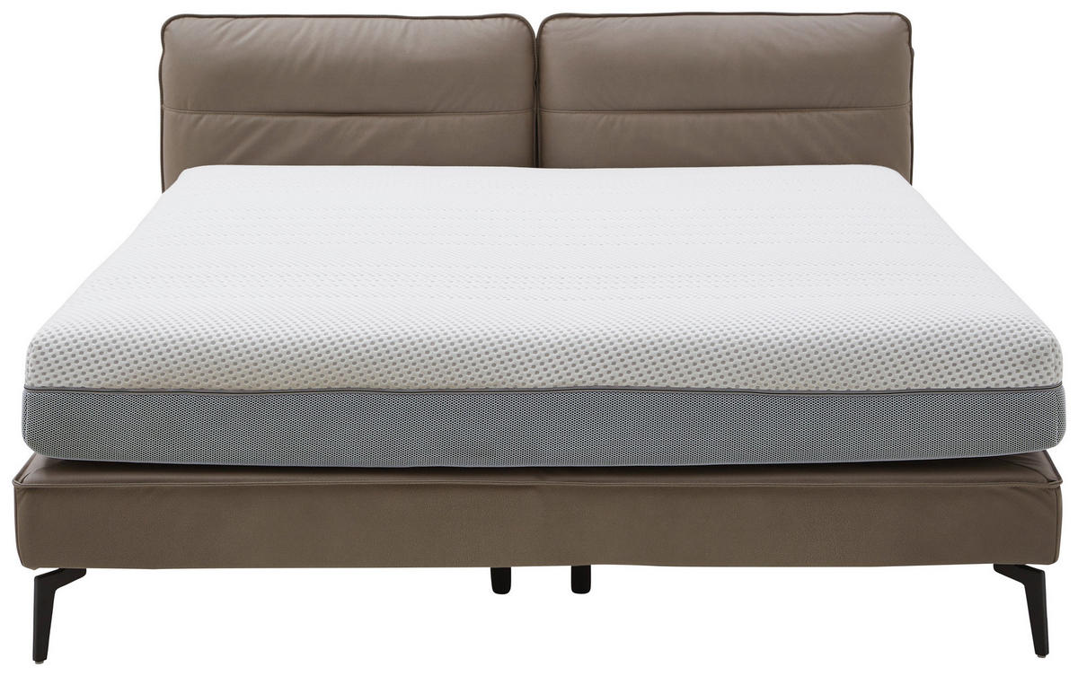 BOXSPRINGBETT 180/200 cm  in Hellbraun  - Hellbraun/Schwarz, Design, Textil/Metall (180/200cm) - Johann Jakob
