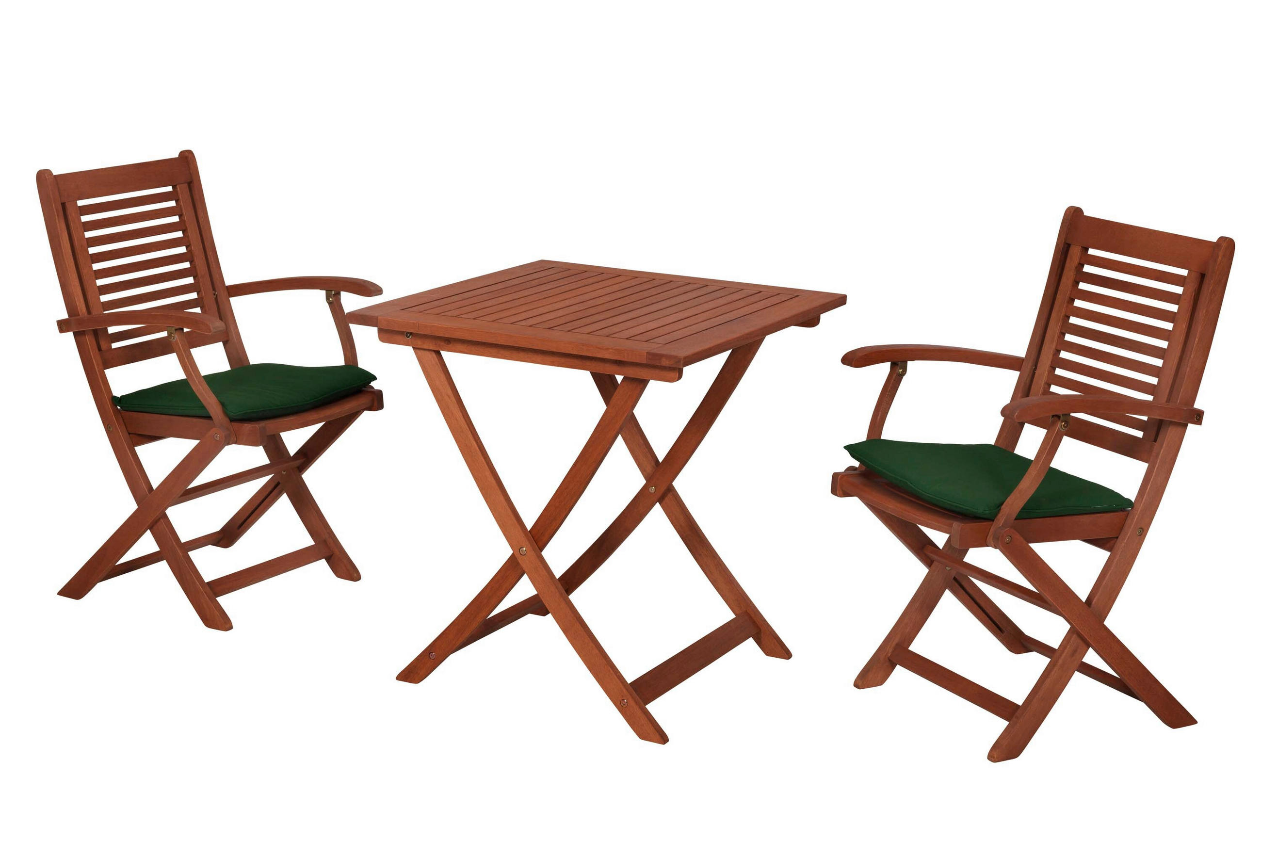 GARTENTISCHGRUPPE  - Eukalyptusholzfarben/Grün, KONVENTIONELL, Holz/Textil - Gardenson