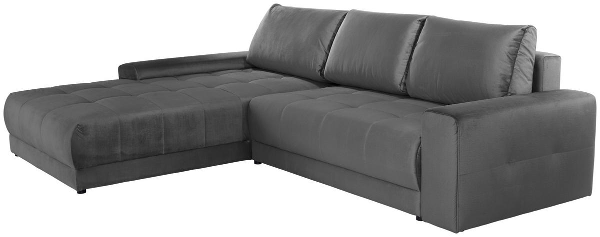 ECKSOFA Dunkelgrau Samt  - Dunkelgrau, MODERN, Textil (213/308cm) - MID.YOU