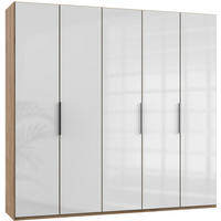 DREHTÜRENSCHRANK in Weiss, Eichefarben  - Chromfarben/Weiss, Modern, Glas/Holzwerkstoff (250/236/58cm) - MID.YOU