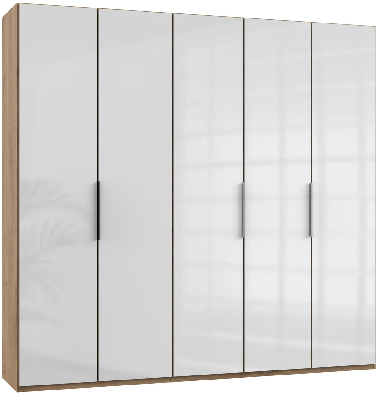 DREHTÜRENSCHRANK in Weiss, Eichefarben  - Chromfarben/Weiss, Modern, Glas/Holzwerkstoff (250/236/58cm) - MID.YOU
