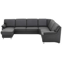 WOHNLANDSCHAFT in Echtleder Anthrazit  - Anthrazit/Alufarben, KONVENTIONELL, Leder/Metall (165/329/239cm) - Beldomo Premium